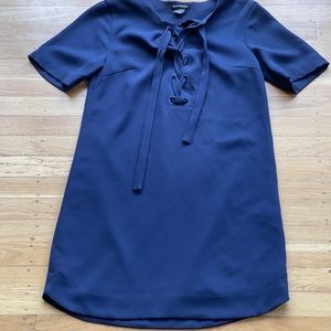 Club Monaco | Navy Lace-Up Short-Sleeve Dress | 00